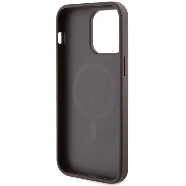 Guess GUHMP15XG4GFRW iPhone 15 Pro Max 6.7’’ brown/brown hardcase 4G Collection Leather Metal Logo MagSafe - Cell phone