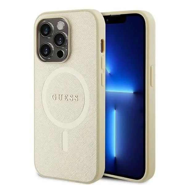 Guess GUHMP15XPSAHMCB iPhone 15 Pro Max 6.7’’ gold/gold hardcase Saffiano MagSafe - Cell phone cases