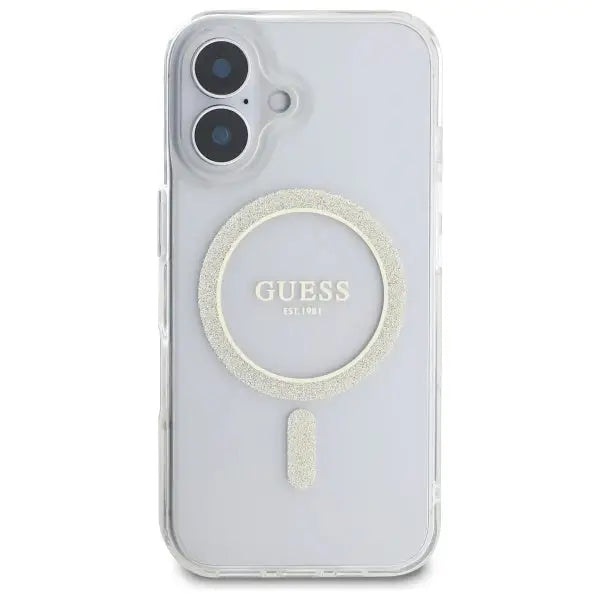 Guess GUHMP16MHFGERET iPhone 16 Plus 6.7’’ transparent hardcase IML Glitter Circle MagSafe - Cell phone cases