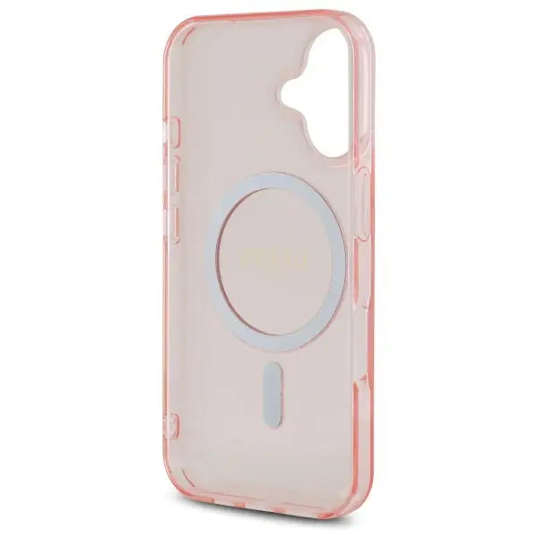 Guess GUHMP16SHFGEREP iPhone 16 6.1’’ pink/pink hardcase IML Glitter Circle MagSafe - Cell phone cases