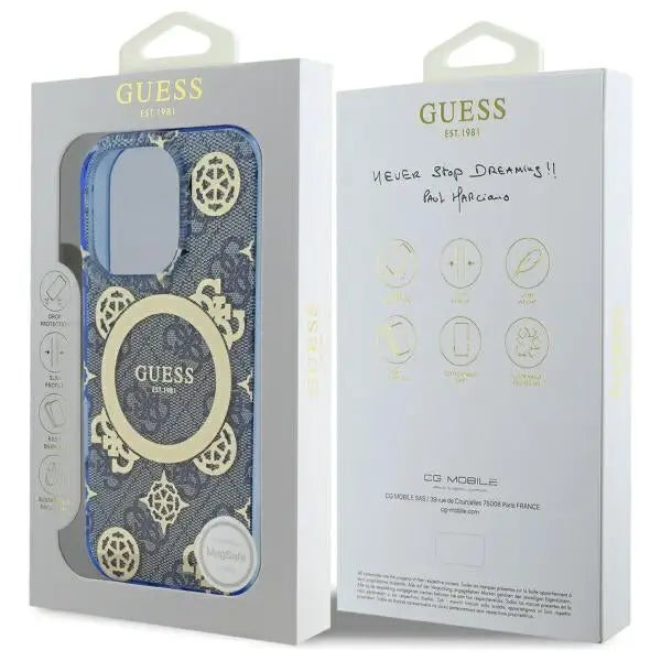 Guess GUHMP16XH4PYEEB iPhone 16 Pro Max 6.9’’ blue/blue hardcase IML Peony On 4G Background MagSafe - Cell phone cases