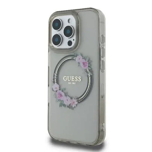 Guess GUHMP16XHFWFCK iPhone 16 Pro Max 6.9’’ black/black hardcase IML Flowers Wreath MagSafe - Cell phone cases
