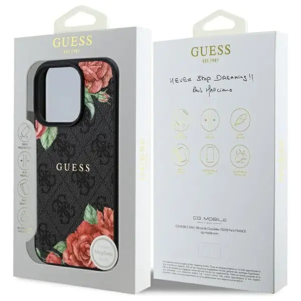 Guess GUHMP16XP4ROPEMCK iPhone 16 Pro Max 6.9’’ black/black hardcase 4G Flowers Print MagSafe - Cell phone cases