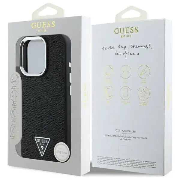 Guess GUHMP16XPGTSPSK iPhone 16 Pro Max 6.3’’ black/black hardcase Grained Triangle MagSafe - Cell phone cases