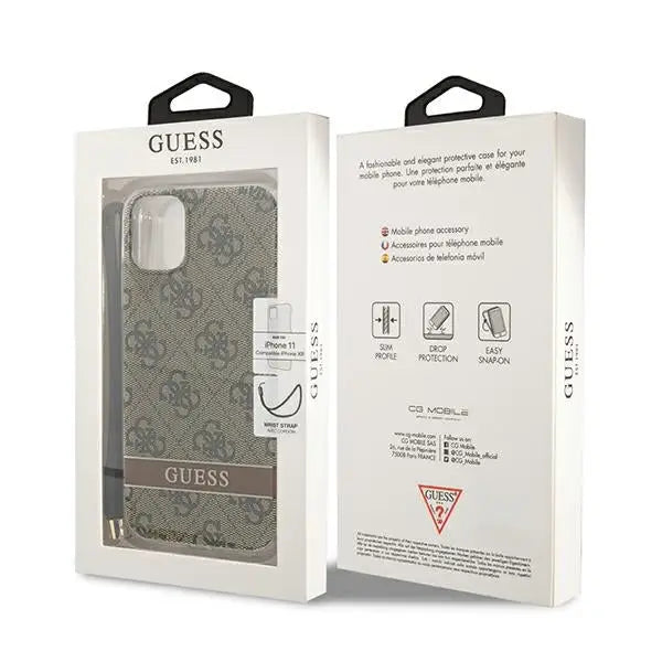 Guess GUOHCN61H4STW iPhone 11 brown/brown hardcase 4G Print Strap - Cell phone cases and covers<<<HurtelXML