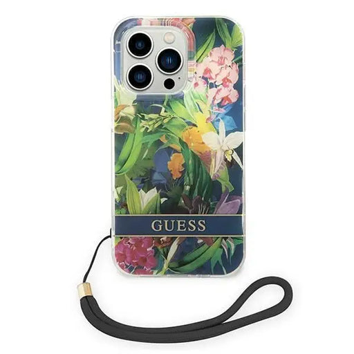Guess GUOHCP14XHFLSB iPhone 14 Pro Max 6.7 ’blue / blue hardcase Flower Strap - Cell phone cases and covers<<<HurtelXML