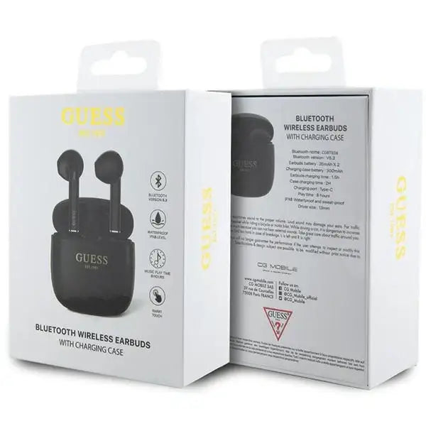 Guess GUTWST26PSK TWS Bluetooth headphones + docking station - black Classic EST Logo - Headphones