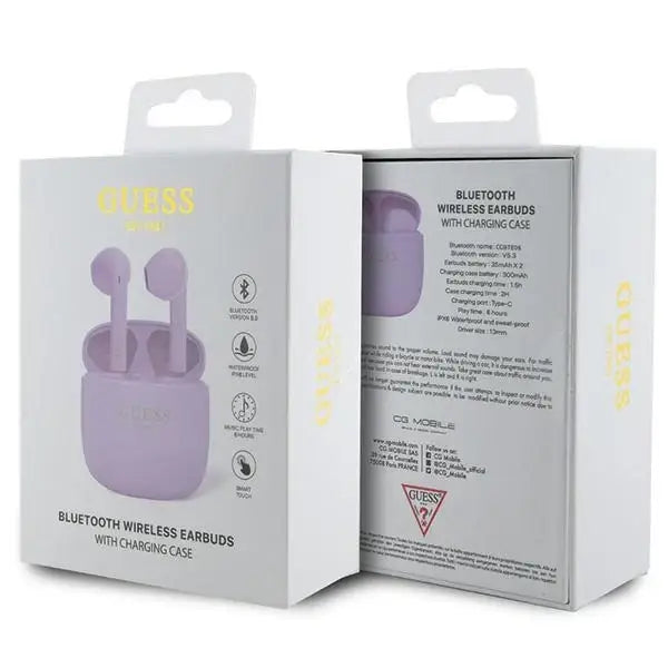 Guess GUTWST26PSU TWS Bluetooth headphones + docking station - purple Classic EST Logo - Headphones
