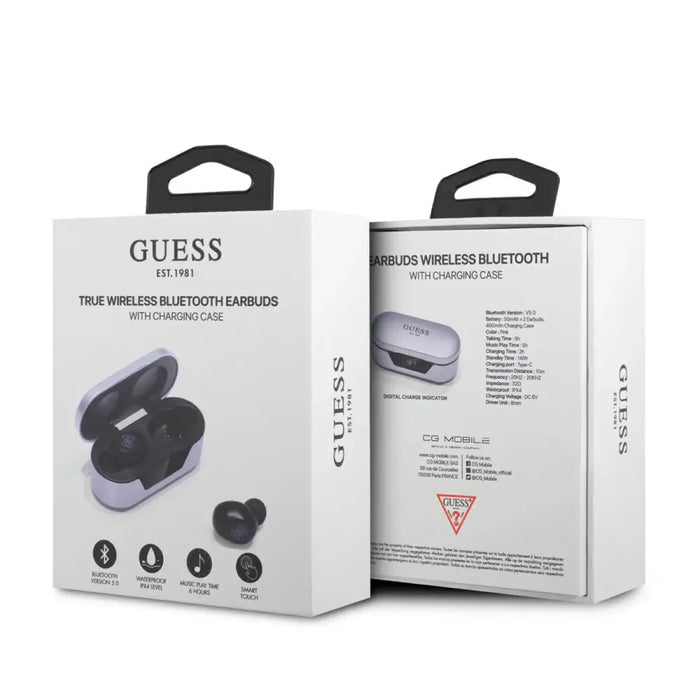 Guess GUTWST31EU TWS Bluetooth headphones + docking station purple/purple - Headphones and speakers<<<HurtelXML