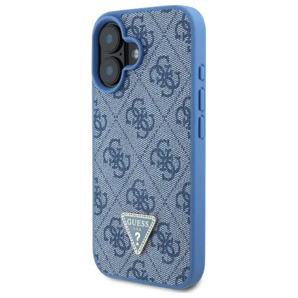 Guess Hardcase Leather 4G Triangle Strass MagSafe Case for iPhone 16 - Blue - Cell phone cases and covers<<<HurtelXML