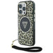 Guess HC IML Leopard Triangle Cord Strap MagSafe Case for iPhone 16 Pro Max - Brown - Cell phone cases