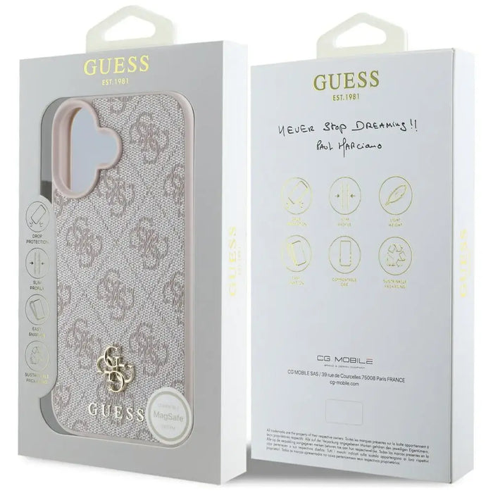 Guess HC PU 4G Small 4G and Classic iPhone 16 MagSafe Case - Pink - Cell phone cases and covers<<<HurtelXML