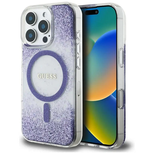 Guess HC Resin Bottom Glitter MagSafe case for iPhone 16 Pro - purple - Cell phone cases and covers<<<HurtelXML