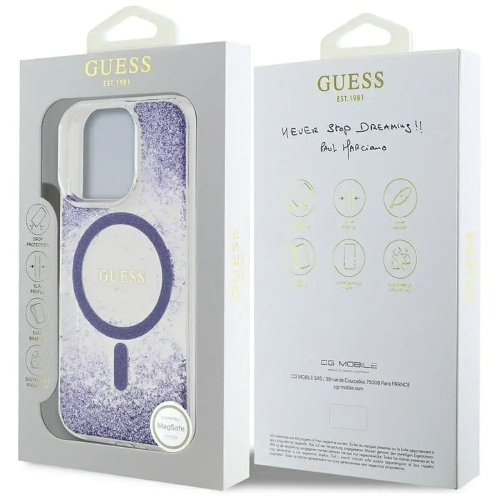 Guess HC Resin Bottom Glitter MagSafe case for iPhone 16 Pro - purple - Cell phone cases and covers<<<HurtelXML