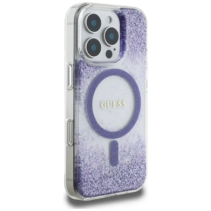 Guess HC Resin Bottom Glitter MagSafe case for iPhone 16 Pro - purple - Cell phone cases and covers<<<HurtelXML