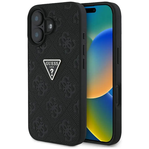 Guess Hot Stamp 4G Pattern Triangle Metal Logo case for iPhone 16 - black - Cell phone cases and covers<<<HurtelXML