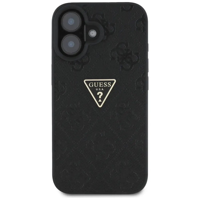 Guess Hot Stamp 4G Pattern Triangle Metal Logo case for iPhone 16 - black - Cell phone cases and covers<<<HurtelXML