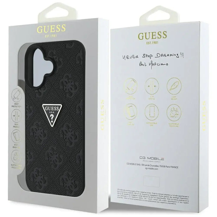 Guess Hot Stamp 4G Pattern Triangle Metal Logo case for iPhone 16 - black - Cell phone cases and covers<<<HurtelXML