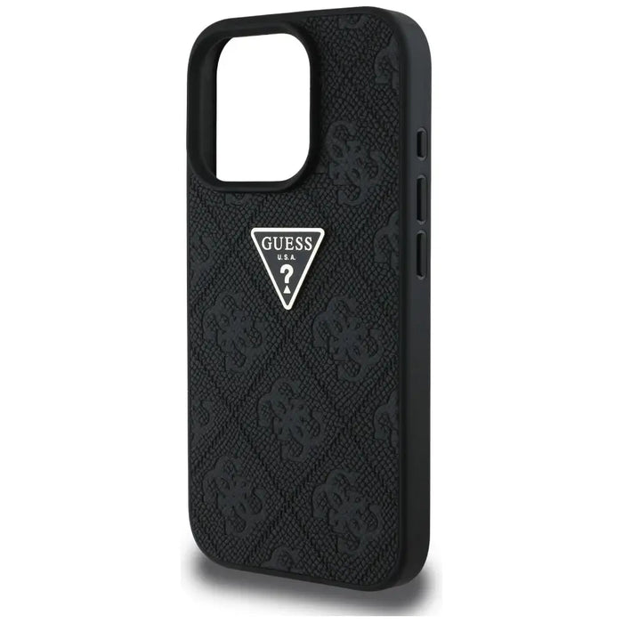 Guess Hot Stamp 4G Pattern Triangle Metal Logo case for iPhone 16 Pro - black - Cell phone cases and covers<<<HurtelXML