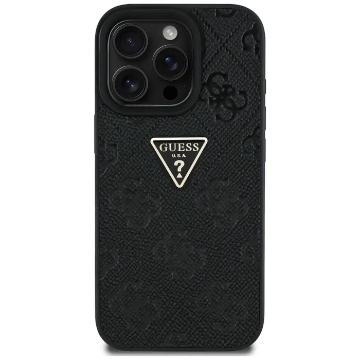 Guess Hot Stamp 4G Pattern Triangle Metal Logo case for iPhone 16 Pro - black - Cell phone cases and covers<<<HurtelXML