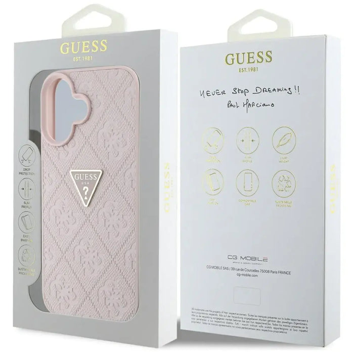 Guess Hot Stamp 4G Pattern Triangle Metal Logo iPhone 16 Case - Pink - Cell phone cases and covers<<<HurtelXML
