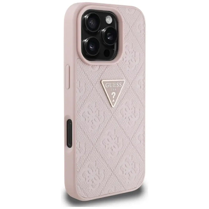 Guess Hot Stamp 4G Pattern Triangle Metal Logo iPhone 16 Pro Max Case - Pink - Cell phone cases and covers<<<HurtelXML