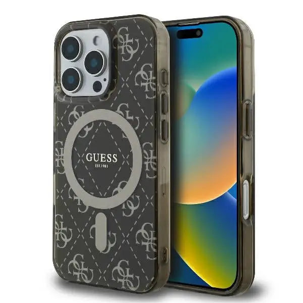 Guess IML 4G Background MagSafe Case for iPhone 16 Pro Max - Brown - Cell phone cases and covers<<<HurtelXML