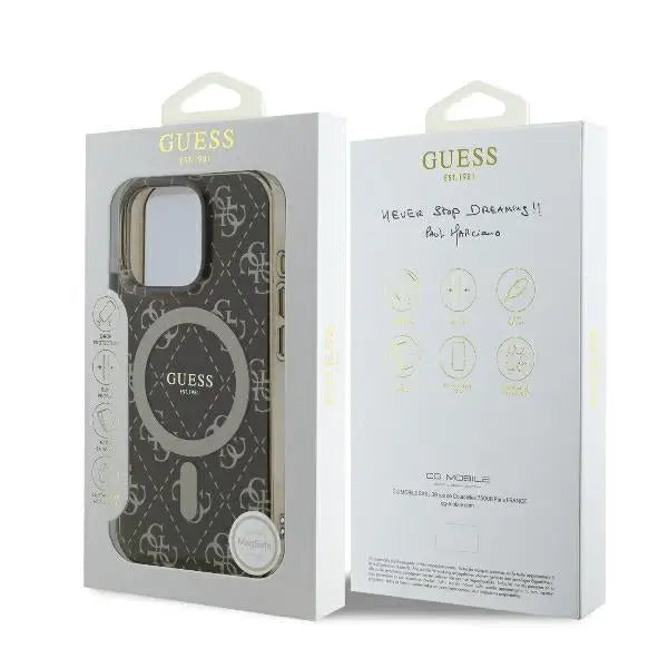 Guess IML 4G Background MagSafe Case for iPhone 16 Pro Max - Brown - Cell phone cases and covers<<<HurtelXML
