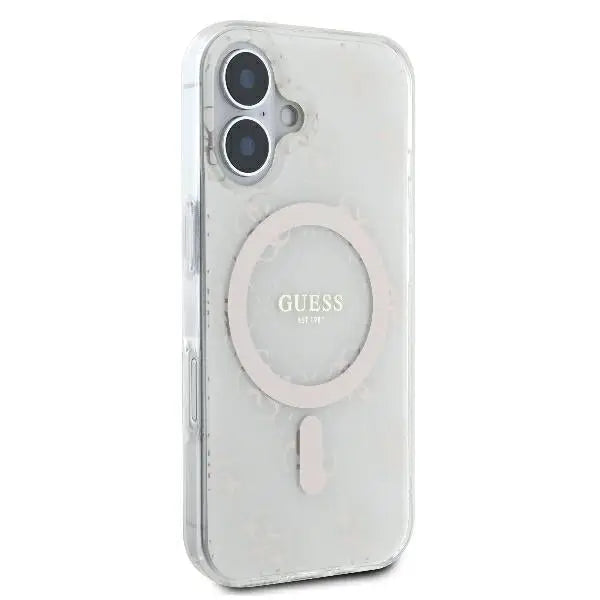 Guess IML 4G Background MagSafe iPhone 16 Case - White - Cell phone cases and covers<<<HurtelXML