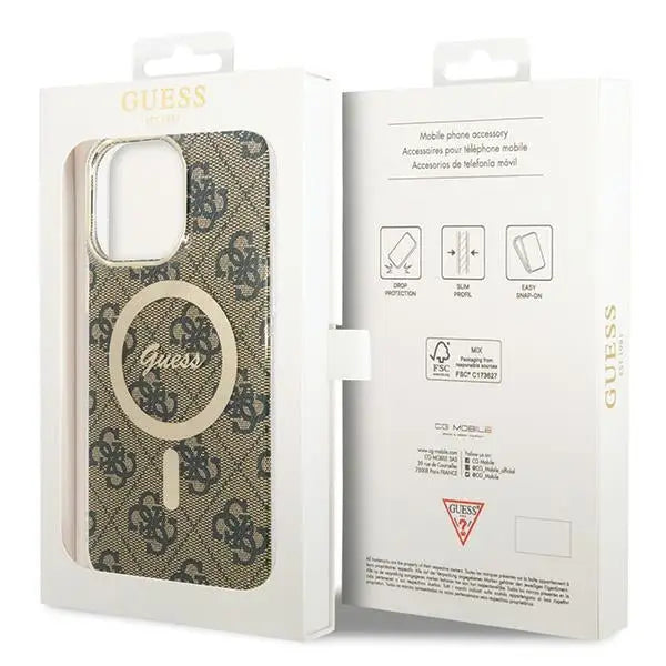 Guess IML 4G MagSafe Case for iPhone 15 Pro Max - Brown - Cell phone cases and covers<<<HurtelXML