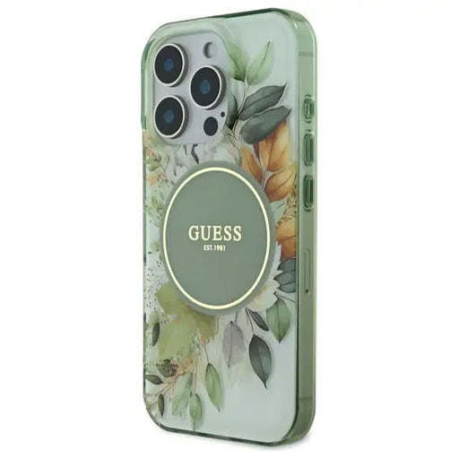 Guess IML Flower & Tonal Circle MagSafe case for iPhone 16 Pro - green - Cell phone cases and covers<<<HurtelXML