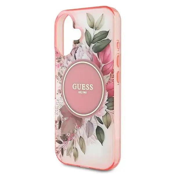 Guess IML Flower & Tonal Circle MagSafe iPhone 16 Case - Pink - Cell phone cases and covers<<<HurtelXML