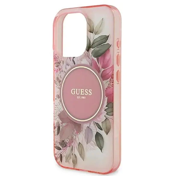 Guess IML Flower & Tonal Circle MagSafe iPhone 16 Pro Case - Pink - Cell phone cases and covers<<<HurtelXML