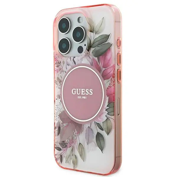 Guess IML Flower & Tonal Circle MagSafe iPhone 16 Pro Max Case - Pink - Cell phone cases and covers<<<HurtelXML