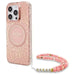 Guess IML Flowers Allover Electro With Pearl Strap MagSafe case for iPhone 16 Pro - pink - Cell phone cases