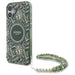 Guess IML Flowers Allover Electro With Pearl Strap MagSafe case for iPhone 16 Plus - green - Cell phone cases