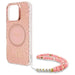 Guess IML Flowers Allover Electro With Pearl Strap MagSafe case for iPhone 16 Pro Max - pink - Cell phone cases