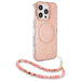 Guess IML Flowers Allover Electro With Pearl Strap MagSafe case for iPhone 16 Pro Max - pink - Cell phone cases