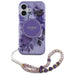 Guess IML Flowers With Pearl Strap MagSafe case for iPhone 16 - purple - Cell phone cases and covers<<<HurtelXML