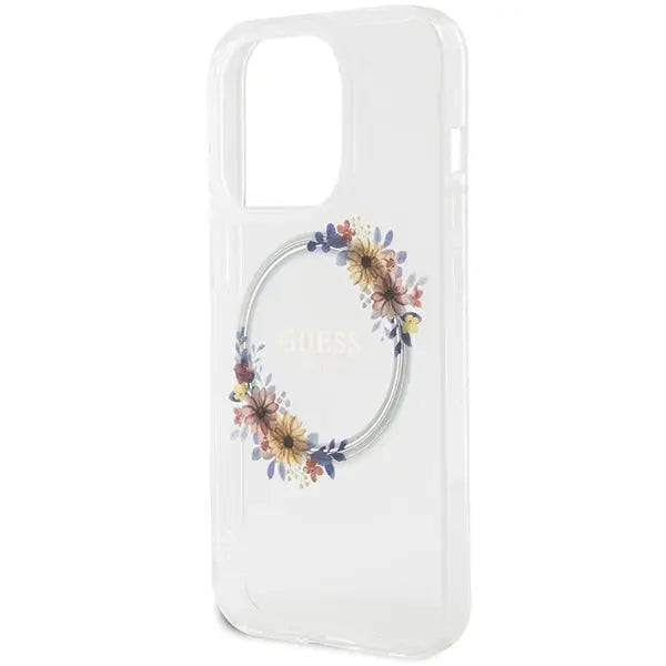 Guess IML Flowers Wreatch MagSafe iPhone 15 Pro Max Case - Clear - Cell phone cases and covers<<<HurtelXML