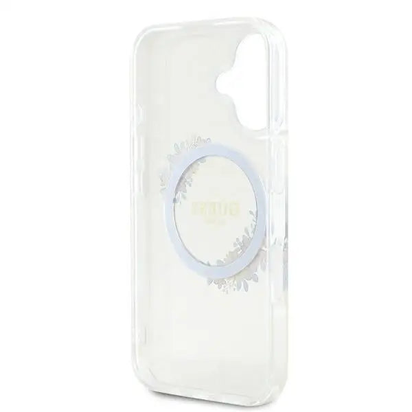 Guess IML Flowers Wreath MagSafe Case for iPhone 16 - Transparent - Cell phone cases and covers<<<HurtelXML