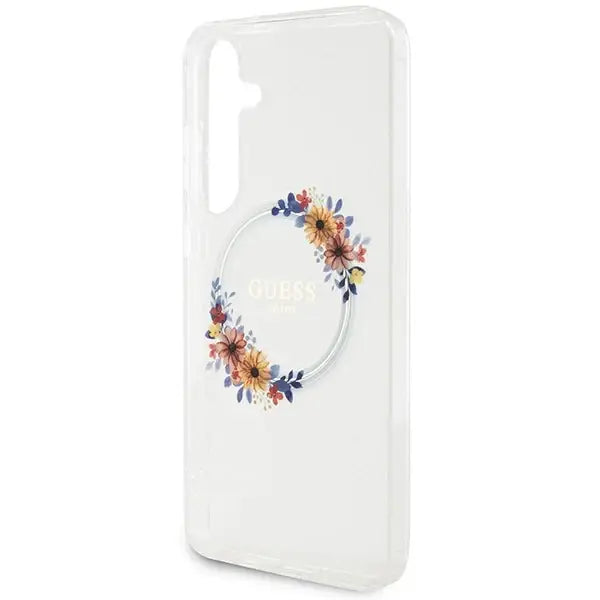 Guess IML Flowers Wreath MagSafe case for Samsung Galaxy S24+ - transparent - Cell phone cases and covers<<<HurtelXML
