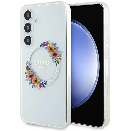 Guess IML Flowers Wreath MagSafe case for Samsung Galaxy S24+ - transparent - Cell phone cases and covers<<<HurtelXML