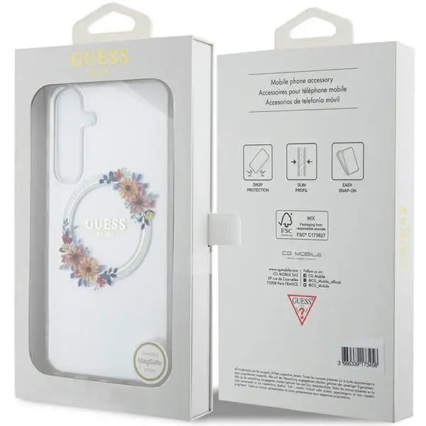 Guess IML Flowers Wreath MagSafe case for Samsung Galaxy S24+ - transparent - Cell phone cases and covers<<<HurtelXML