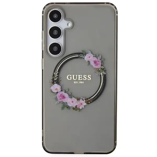 Guess IML Flowers Wreath MagSafe case for Samsung Galaxy S24+ - black - Cell phone cases and covers<<<HurtelXML