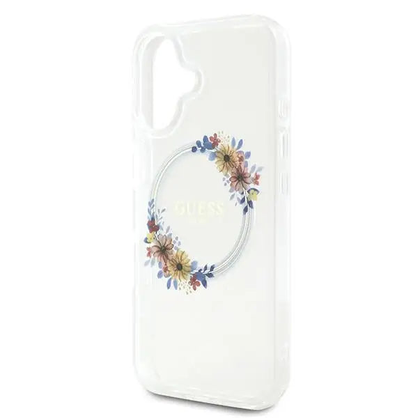 Guess IML Flowers Wreath MagSafe iPhone 16 Plus Case - Clear - Cell phone cases and covers<<<HurtelXML