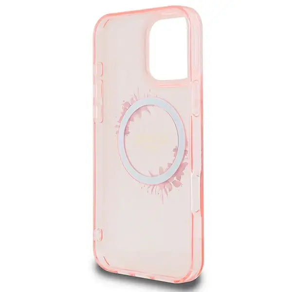 Guess IML Flowers Wreath MagSafe iPhone 16 Pro Max Case - Pink - Cell phone cases and covers<<<HurtelXML