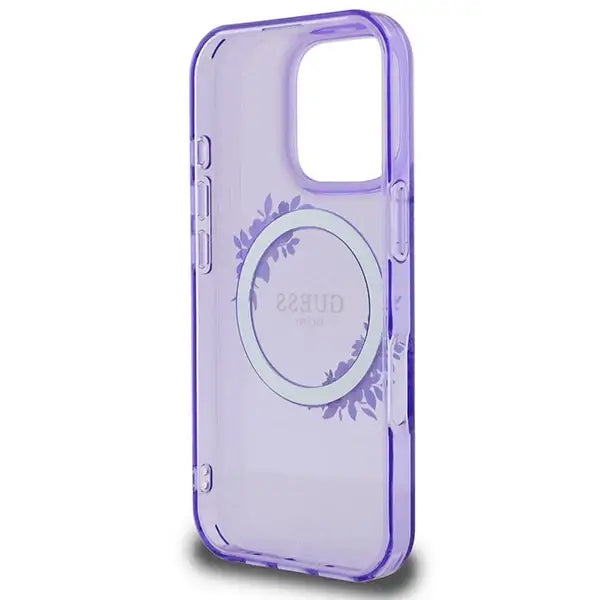 Guess IML Flowers Wreath MagSafe iPhone 16 Pro Max Case - Purple - Cell phone cases and covers<<<HurtelXML