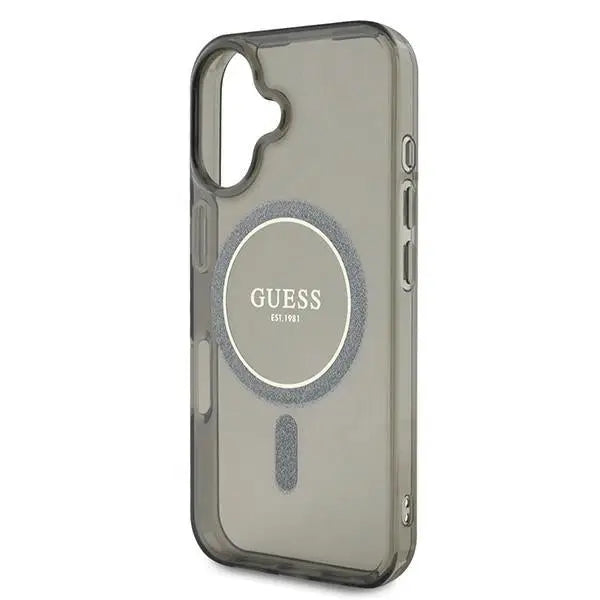 Guess IML Glitter Circle MagSafe case for iPhone 16 - black - Cell phone cases and covers<<<HurtelXML