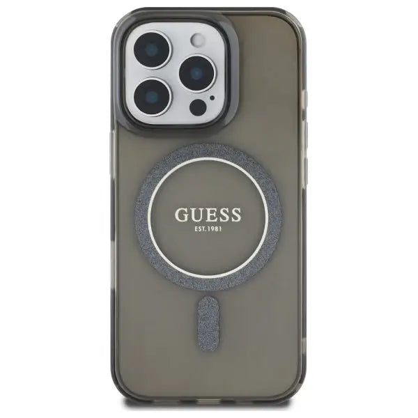 Guess IML Glitter Circle MagSafe case for iPhone 16 Pro - black - Cell phone cases and covers<<<HurtelXML